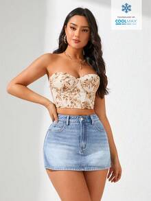 Breezaya Quần short denim nữ dáng rộng, chất liệu denim mài, thích hợp cho mùa hè. - Rửa nhẹ - Xem 4