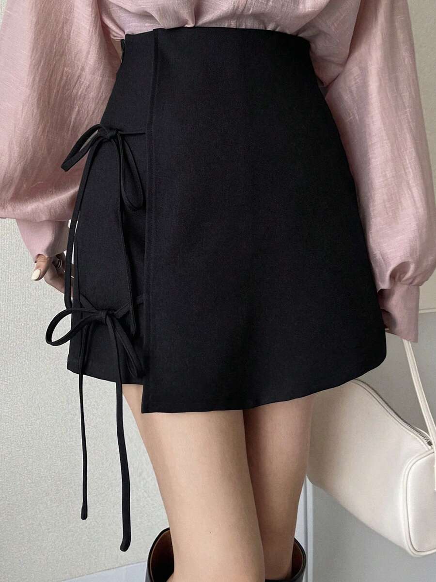 FRIFUL 女士灰色短裙，通勤风格，春夏款 - 黑色 - 查看 1