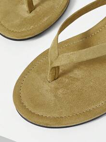 Mnmlis 多巴胺橄榄绿坡跟女式厚底夹趾人字拖鞋外穿女鞋增高5厘米百搭凉鞋 - 橄欖綠 - 查看 6