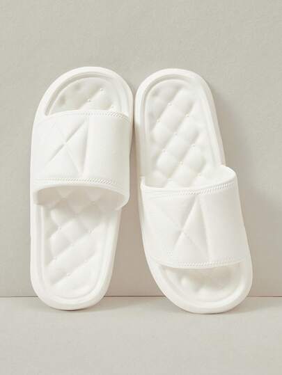 Cuccoo Ladies Stepping On Slippers, Basic Style, Comfortable Foot Feel, Summer Beach Walking Slippers, Home Slippers, Solid Color, Geometric Pattern, Suitable For Both Indoor And Outdoor Use