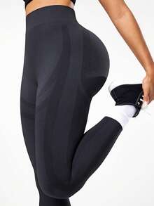 Seamluxe SHEIN Sport Women's Seamless High Waist Grey Sports Leggings - Dark Grey - View 2