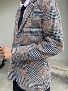 Ngobest Haus Ngobest Haus Plaid Men's Suit, Wedding Dress-Up, Casual Blazer - Coffee Brown - View 3