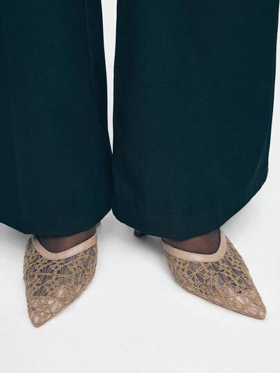 Mnmlis 女士蕾丝套脚高跟鞋，时尚百搭，适合日常穿着