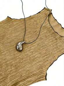 INAWLY Women's Crew Neck Textured Sleeveless Casual Top - Brown - View 3