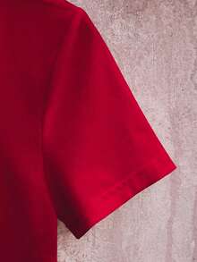Women's Solid Color Polo Collar Short Sleeve Casual Slim Fit T-Shirt - Red - View 3