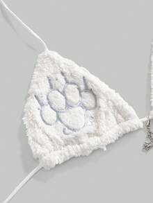 ROMWE Avant Y2K Autumn/Winter Furry Sexy Cross Studded Embroidered Rhinestone Bikini Camisole - White - View 3