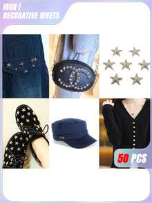 SHEIN 50 Pieces Five-Pointed Star Decorative Nails Valentine's Day, Valentine's Day Wedding, Birthday, Wedding Decoration - Silver - View 5