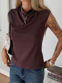 Livesso Women Tank Tops & Camis - Coffee Brown - View 3