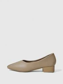 Sleekvia Women's Solid Color Fashionable High Heels For Daily Wear - Khaki - View 7