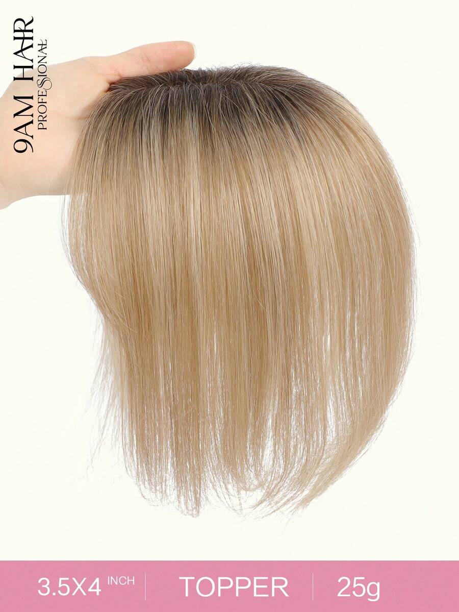 10inch Hair Toppers For Women Real Human Hair Pieces For Women With Thinning Hair 3.5*4inch Lace Hair Toppers With Bangs Clip In Hair Extensions - S4/12/24 - View 1