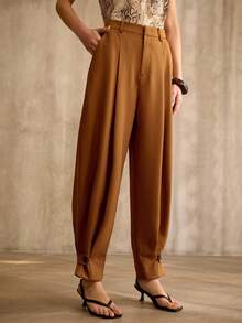 MOTF PREMIUM FASHIONABLE TAPERED SUIT PANTS, VINTAGE STYLE, SPRING/SUMMER - Brown - View 6