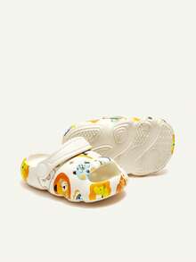 Cozy Pixies A Pair Of Baby Breathable Closed Toe Summer Cute Little Animal Print Slip-On Clog Shoes Children's Outdoor Beach Non-Slip Slippers Daily Home Slippers - White - View 8