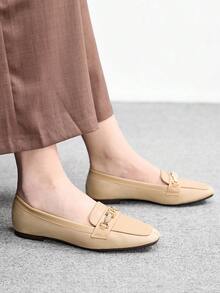 CUCCOO BIZCHIC Women's Square Toe Buckle Design Casual Everyday Shoes, Suitable For Strolling, Dating Valentine's Day - Apricot - View 4