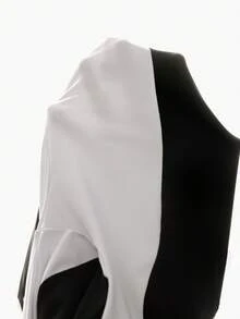 With My Calm With My Calm Damen Farbblock Reißverschluss Halb-Plakette Kapuzen Lässig Vielseitig Alltags Pendler Sport Sweatshirt - Schwarz und Weiss - Übersicht 7