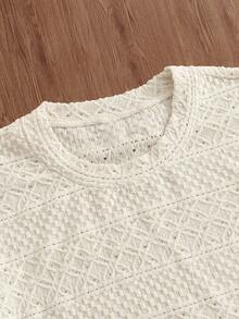 Manfinity Unisex Men's Casual Loose Fit Short Sleeve T-Shirt, White Jacquard Fabric, Summer - Apricot - View 1