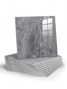 10 Sheets 0.9 Square Meters Dark Gray Marble Tile Stickers Waterproof Moisture-Proof Aluminum-Plastic Self-Adhesive Wallpaper For Wall Renovation Decoration Valentine's Day, Valentine's Day Wedding, Birthday, Wall Decoration - Grey - View 11