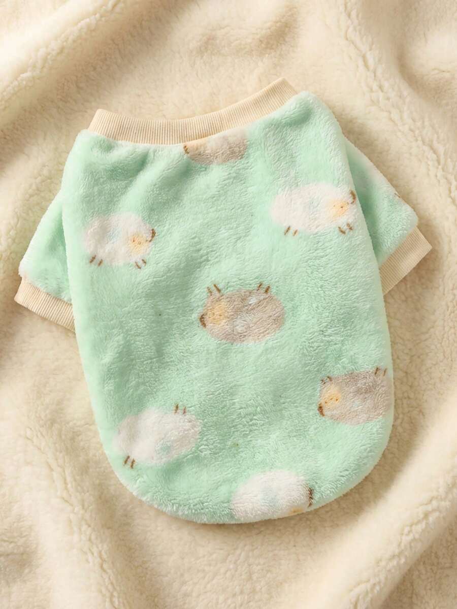 PETSIN 1 Pc Fleece Blue Sheep Print Cute Pet Sweatshirts - Multicolor - View 1