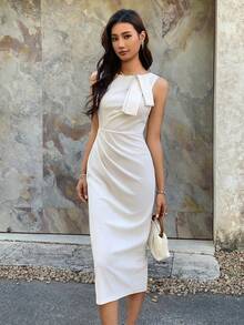 EastFlair Vestidos elegantes para mujeres, vestidos de verano para mujeres, atuendos de verano, atuendos de vacaciones de verano, vestidos de primavera para mujeres, Día de San Valentín, vestido de Día de San Valentín, vestidos de fiesta para mujeres, vestidos elegantes para fiestas, atuendo de playa, vestido de invitada de boda para mujeres, atuendos para salir, vestidos largos casuales, vestido blanco - Albaricoque - Ver 2