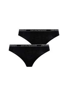Armani 2 Pack Women's Thong - Black/Black - View 1