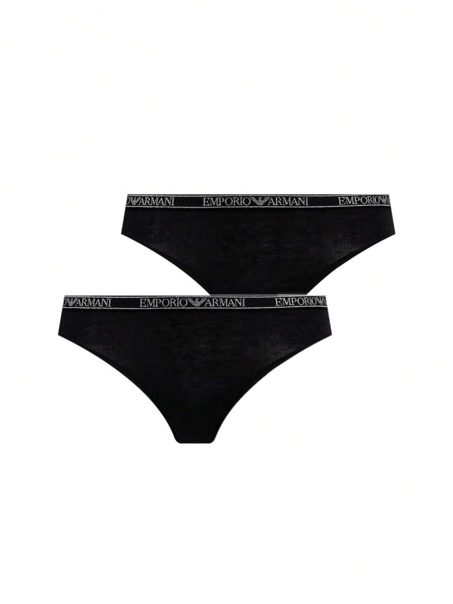 Armani 2 طقم سراويل داخلية نسائية - Black/Black - مشاهدة 1