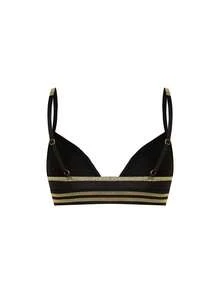 Ocili 1pc Women's Shiny Swimsuit Bra, Gold Front Closure, Basic Minimalist Comfortable Lingerie - Black - View 2