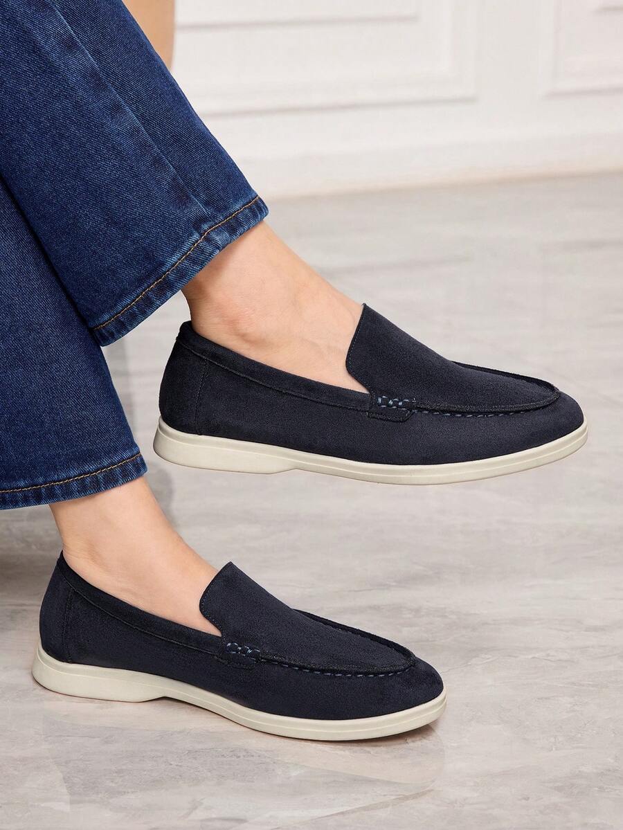Women's Casual Versatile Commute Simple Flats Valentine's Day - Navy Blue - View 1