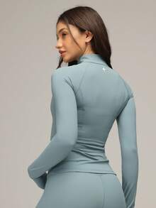 Sigmas Women's Casual Slim Fit Stand Collar Sports Jacket - Blue - View 2