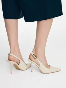 Mnmlis Women's Pointed Toe Buckle Design Fashionable High Heels, Versatile For Daily Wear Valentine's Day - Apricot - View 12