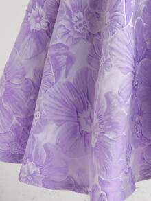 SHEIN 少女优雅撞色蝴蝶结装饰连衣裙 - 淡紫色 - 查看 3