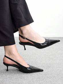 CUCCOO BIZCHIC 女士优雅尖头高跟鞋，通勤必备 - 黑色 - 查看 4