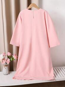 Vestido elegante con decoración de mariposa en el cuello para niñas preadolescentes, estilo tradicional del Medio Oriente - Multicolor - Ver 2