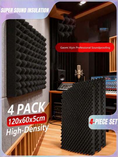 4-Piece Sound Insulation Foam 60 * 120cm Studio Sound Insulation Treatment 3-Color Sound Insulation Sponge Pad High-Density Sound Absorption Material