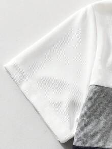 SHEIN Vacaura 1 pieza Camisa polo suave y cómoda de moda para niños, adecuada para salidas, fotos, escuela, diversas ocasiones, artículo esencial de verano para adolescentes varones - Azul Marino - Ver 3