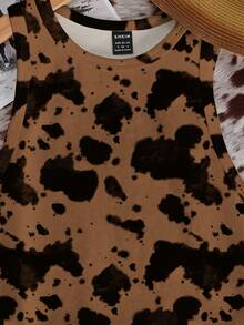 SHEIN EZwear Áo tank top nữ dáng ôm cổ tròn tối giản, thích hợp cho mùa hè, họa tiết da bò. - Nhiều màu - Xem 4