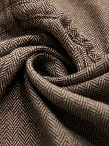 Aveloria Modichic 新款女士拉链前开襟人字纹面料衬衫，带口袋、抽绳、袖口，时尚设计 - 咖啡棕 - 查看 5