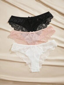 Charlaine 3 Packs Low-Rise Lace Underwear Lingerie - Multicolor - View 2