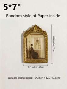 1 件复古欧式金色弧形相框装饰相框，附赠一张随机内纸，适用于家居装饰和图片展示情人节、情人节婚礼、生日 - 金色 - 查看 13