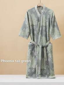1 chiếc, Áo choàng tắm dài kiểu cổ điển, Áo choàng tắm bằng vải cotton gạc nguyên chất, Áo choàng tắm mùa hè, Thấm hút tốt, nhanh khô, Áo choàng tắm nữ, Khăn tắm có thể mặc được, Đồ ngủ mùa xuân và mùa hè, Vải gạc đôi, Đồ dùng phòng tắm, Đồ gia dụng - nhiều màu - Xem 15