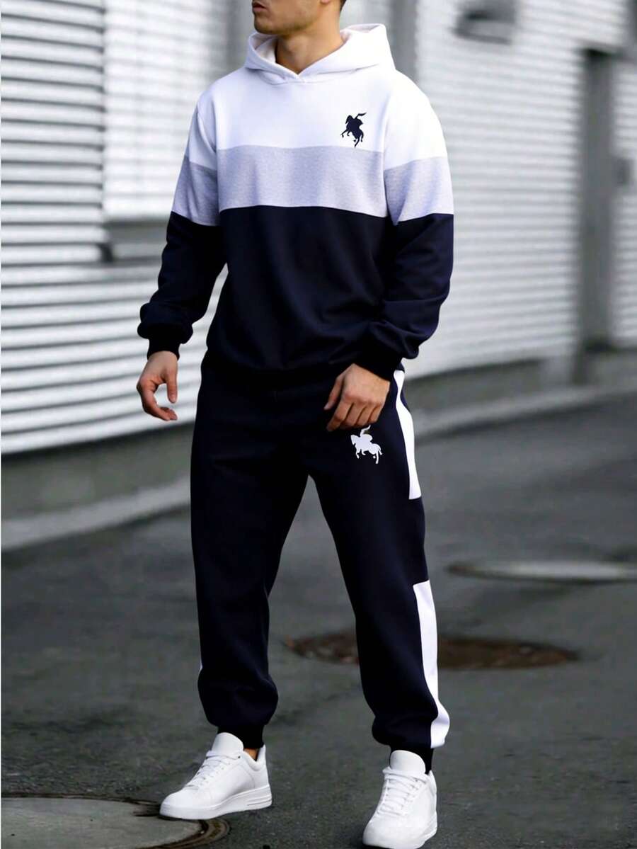 Teenage Boys' Casual Cool Comfortable Long Sleeve Hoodie And Pants Set - Multicolor - View 1