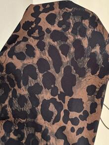 SHEIN Pregnant Women Leopard Print Slant Pocket Drawstring Waist Casual Pants - Brown - View 5