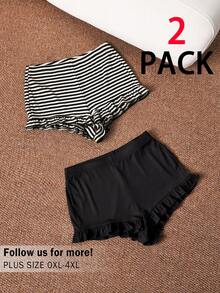 CosyJoli Bộ 2 quần short nữ cỡ lớn kiểu dáng đường phố Y2K xếp ly, quần short hai mảnh dành cho nữ, quần short ôm sát cơ thể, quần short mùa hè xuân cho nữ, quần short mùa xuân cho nữ - Nhiều màu - Xem 3