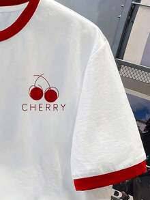 Manfinity Joysei Áo thun nam tay ngắn in họa tiết quả anh đào phối màu, phong cách đô thị hiện đại. - Nhiều màu - Xem 4