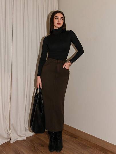 Bris Aura 女士纯色休闲长裙，适合通勤，秋冬季穿着