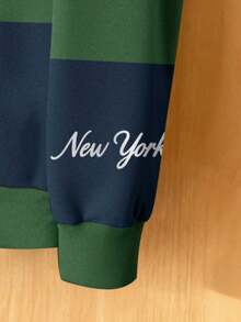 Aesthetic Post 男士数字条纹印花长袖休闲拉链半开襟套头衫 - 彩色 - 查看 2