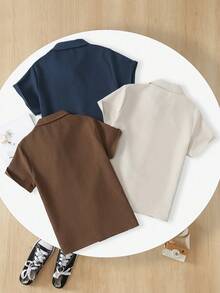 Paquete múltiple de camisas de manga corta con estampado minimalista para adolescentes - Multicolor - Ver 2