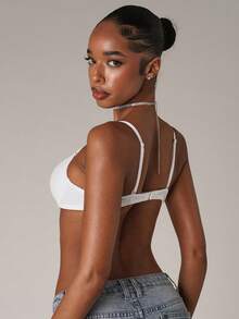 SHEIN BAE Women's Simple Solid Color Padded Push-Up Bra - White - View 2