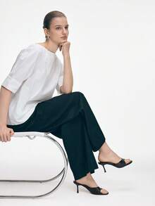 Mnmlis 女士时尚露趾套脚高跟凉鞋，适合日常穿着 - 黑色 - 查看 9