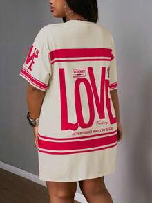 Slaydiva Đầm ngắn tay màu hồng xẻ tà bên hông, dáng suông, cỡ lớn, thích hợp cho kỳ nghỉ xuân sớm, kiểu dáng thường ngày, dành cho người có thân hình đầy đặn. - Màu Hồng Tươi - Xem 2