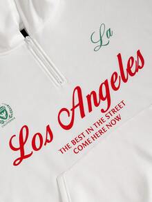 TOKVUE Men's Long Sleeve Half-Zip Casual Fashionable Versatile Daily Hoodie Set - White - View 5