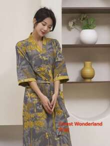 1 chiếc, Áo choàng tắm dài kiểu cổ điển, Áo choàng tắm bằng vải cotton gạc nguyên chất, Áo choàng tắm mùa hè, Thấm hút tốt, nhanh khô, Áo choàng tắm nữ, Khăn tắm có thể mặc được, Đồ ngủ mùa xuân và mùa hè, Vải gạc đôi, Đồ dùng phòng tắm, Đồ gia dụng - nhiều màu - Xem 11